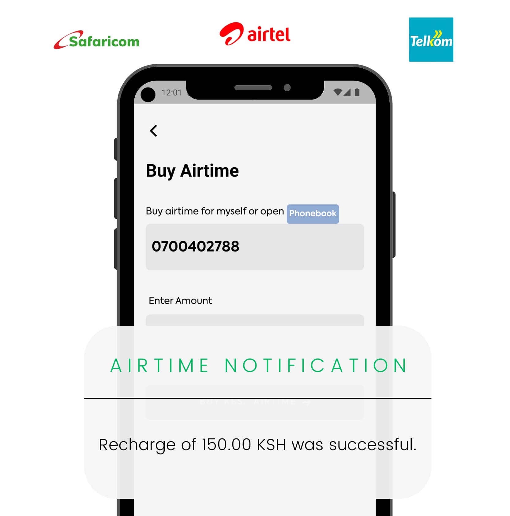 Phone image showing how to buy airtime